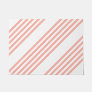 Coral and white five stripe pattern doormat