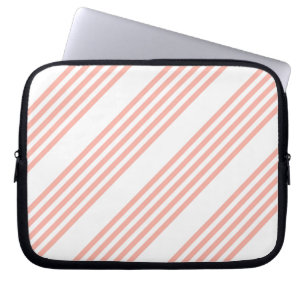 Coral and white five stripe pattern laptop sleeve