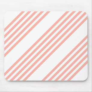 Coral and white five stripe pattern mouse pad