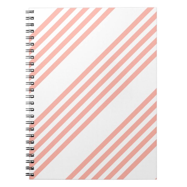 Coral and white five stripe pattern notebook (Front)