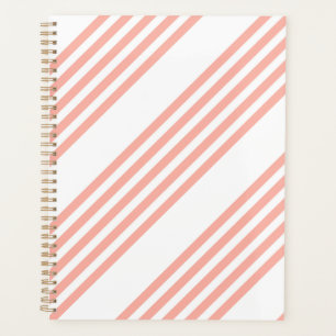 Coral and white five stripe pattern planner
