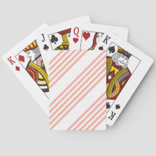 Coral and white five stripe pattern playing cards