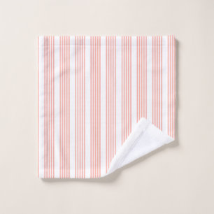 Coral and white five stripe pattern wash cloth
