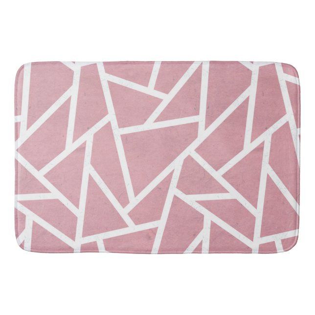 Coral and white mosaic pattern bath mat (Front)