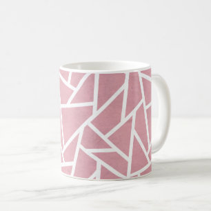 Coral and white mosaic pattern coffee mug