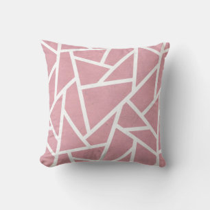 Coral and white mosaic pattern cushion