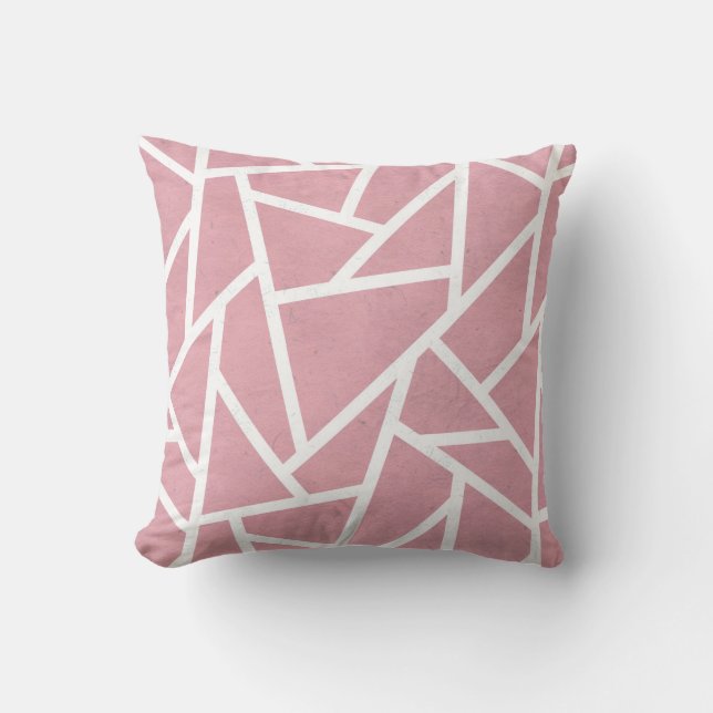 Coral and white mosaic pattern cushion (Front)