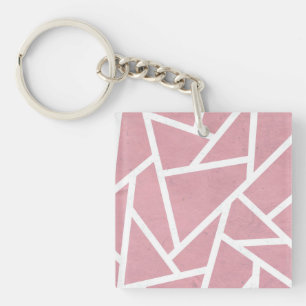Coral and white mosaic pattern key ring
