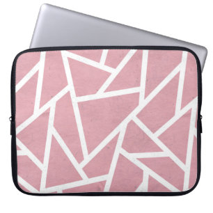 Coral and white mosaic pattern laptop sleeve
