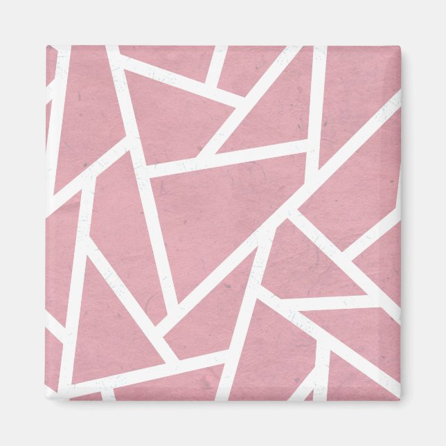 Coral and white mosaic pattern magnet (Front)