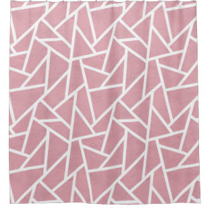 Coral and white mosaic pattern shower curtain