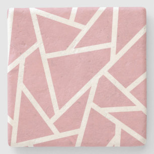 Coral and white mosaic pattern stone coaster