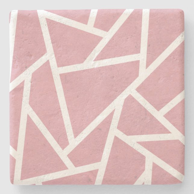 Coral and white mosaic pattern stone coaster (Front)