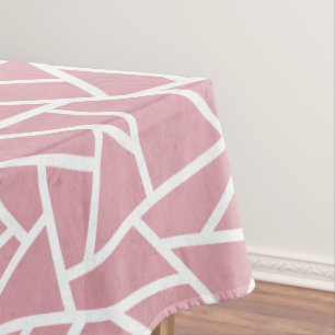 Coral and white mosaic pattern tablecloth