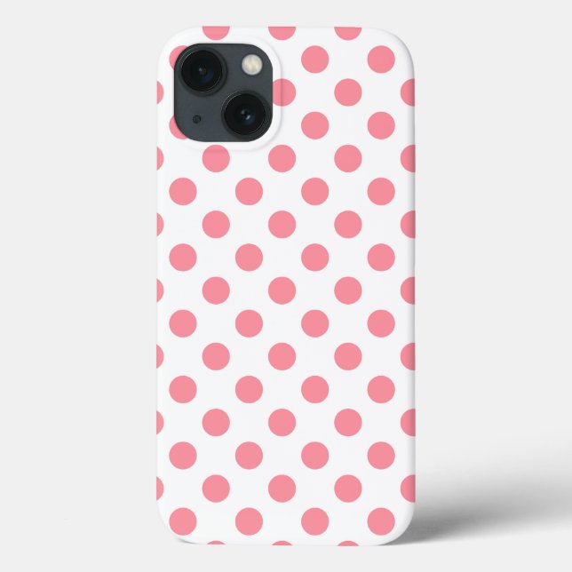 Coral and white polka dots Case-Mate iPhone case (Back)