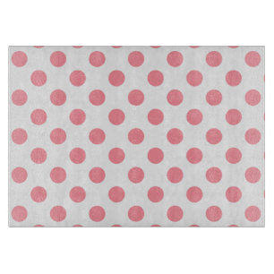 Coral and white polka dots cutting board
