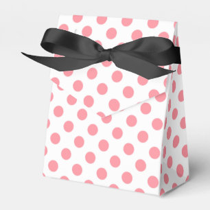 Coral and white polka dots favour box