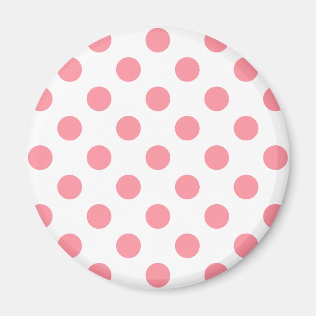Coral and white polka dots magnet (Front)