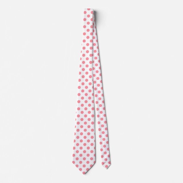 Coral and white polka dots tie (Front)