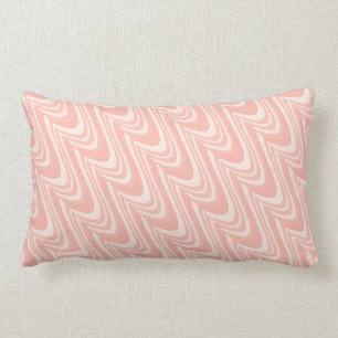 Coral and White Scalloped Lumbar Throw Pillow