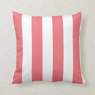 Coral and White Striped Cushion