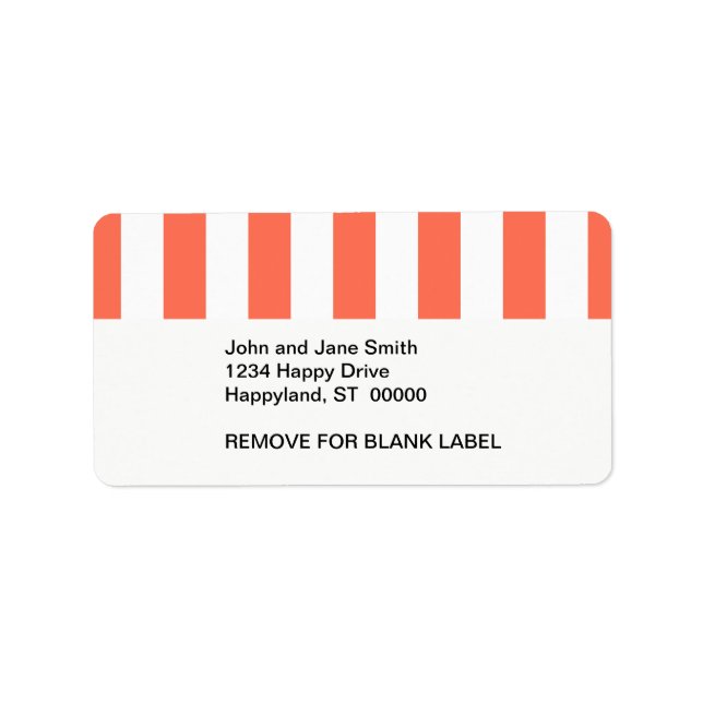 Coral and White XL Stripes Pattern Label (Front)