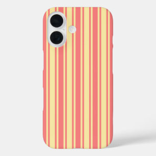 Coral and yellow candy stripes iPhone 16 case