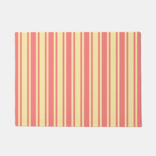 Coral and yellow candy stripes doormat