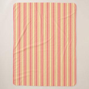 Coral and yellow candy stripes sherpa blanket