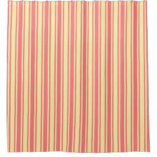 Coral and yellow candy stripes shower curtain