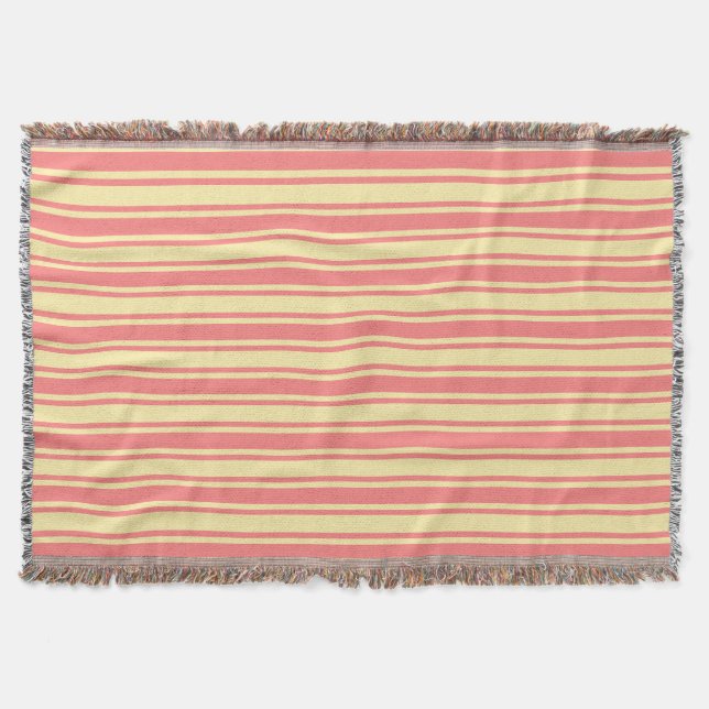 Coral and yellow candy stripes throw blanket (Front)