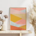 Coral and Yellow Modern Geometric Color Block Poster<br><div class="desc">Abstract Geometric Design in Earthy Pastel Colors Poster</div>