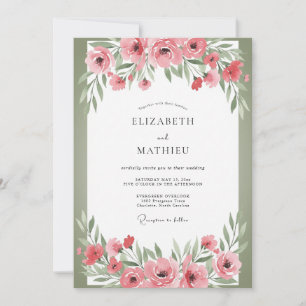 Coral Anemone Wedding Invitation
