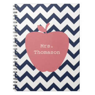 Coral Apple & Navy Chevron Teacher Notebook