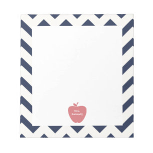 Coral Apple Navy Chevron Teacher Notepad