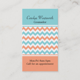 Coral & Aqua Chevron Custom Business Card