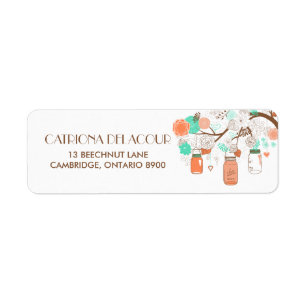 Coral & Aqua Mason Jars Return Address Label