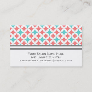 Coral Aqua White Grey Salon Appointment Cards