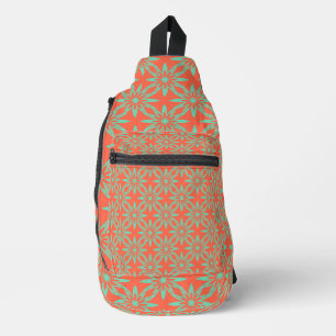 Coral Aquamarine Flower Seamless Pattern Sling Bag