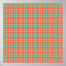 Coral Aquamarine Plaid Pattern