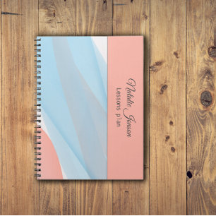 Coral aquamarine simple name Spiral Photo Notebook