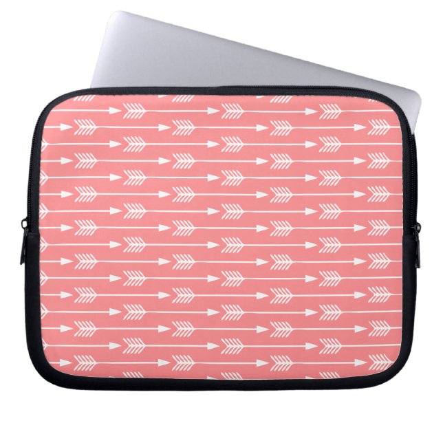 Coral Arrows Pattern Laptop Sleeve (Front)