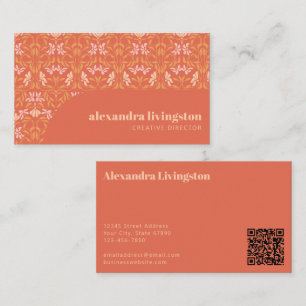 Coral Art Nouveau Floral Retro Creative Director Business Card