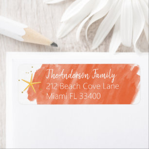 Coral Beach Hand-Lettered Typography Address Return Address Label