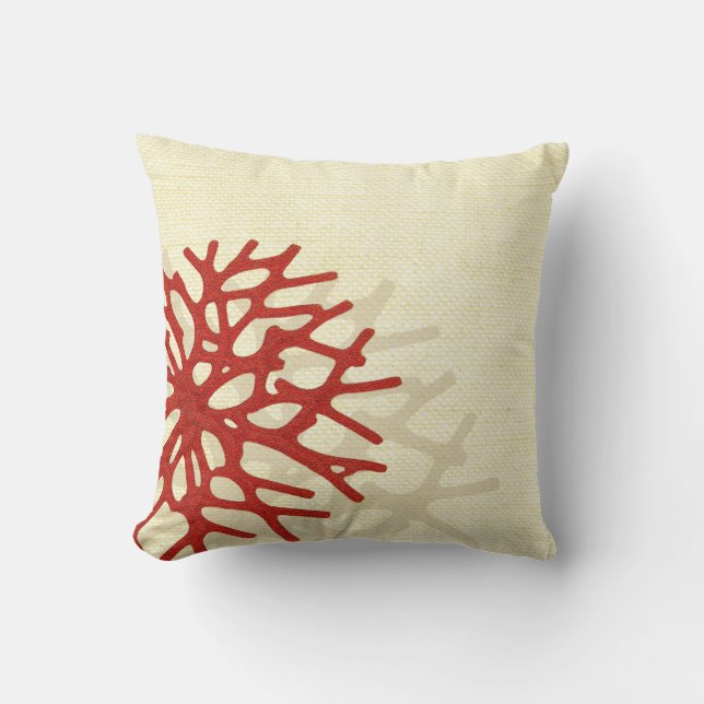 Coral Beach Linen Look Cushion (Front)