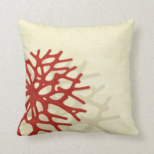 Coral Beach Linen Look Cushion