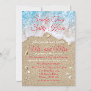 Coral Beach Waves Wedding Invitation
