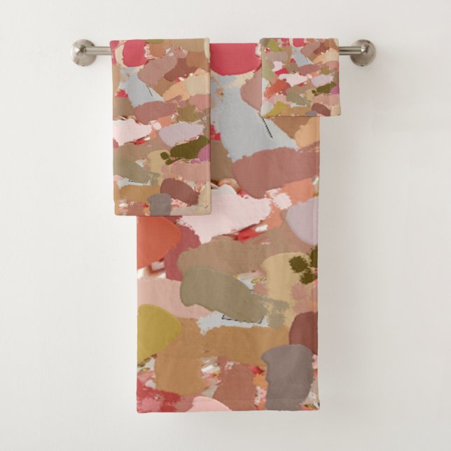Coral Beads Paint Splatter 5050 Bath Towel Set (Insitu)