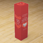 Coral beads wedding anniversary photo wine box<br><div class="desc">35th coral anniversary gift wine or spirits box. Beautiful coral beads in hearts on red coral orange with photo template 35th coral wedding anniversary wine box packaging. Customise with your own recipients name or relatives details and photo. The 35th Anniversary year is traditionally associated with coral. Currently reads Congratulations Kathy...</div>