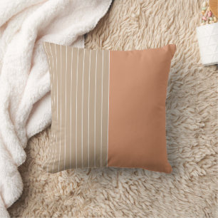 Coral Beige Two Tone Stripes Cushion